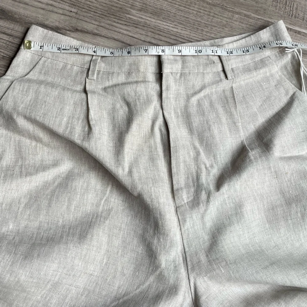Reformation Cello Pants In Oatmeal 100 Linen Wide Leg High Waisted Unlined SZ 10